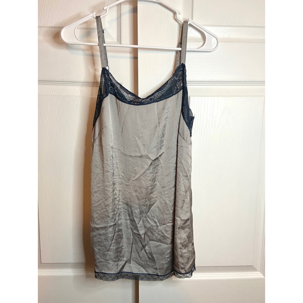 Cabi Charisma Cami 4359 French Blue Satin Lace Trim Camisole Top Womens Size M
